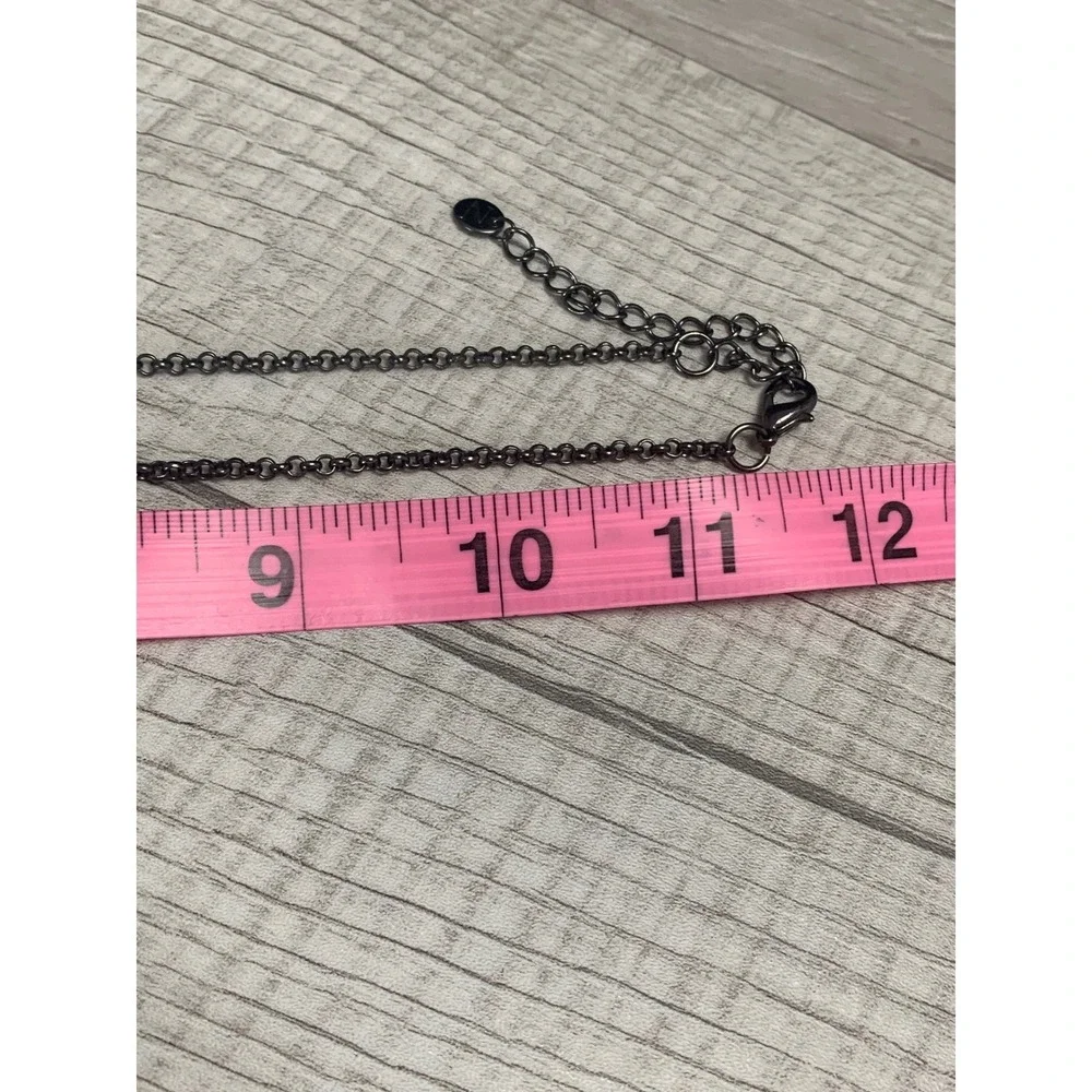Napier Mixed Metal Textured Disc Y-Necklace Gunmetal Tone Beaded Drop Statement - Picture 9 of 10